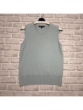 Brooks Brothers Extra Fine Italian Merino Wool Sleeveless Sweater Blue Women's L
